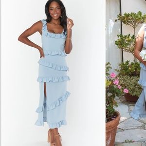 Greta Dress Steel Blue Stretch